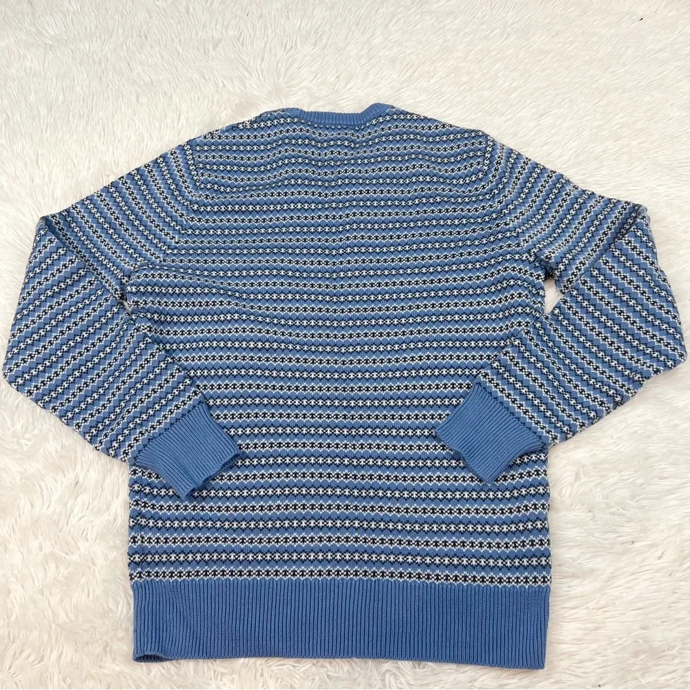J Crew Men’s long‎ sleeve crew neck fair isle pullover sweater in blue